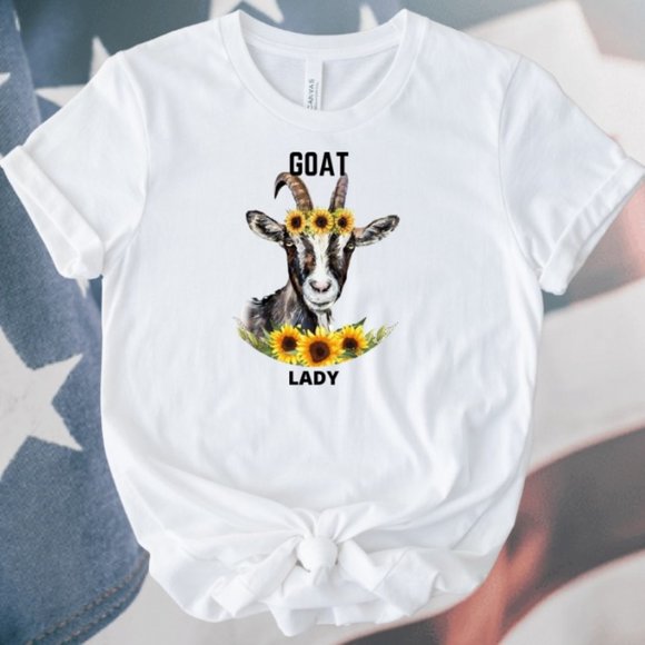 Trendy Graphic Goat Lady T-Shirt - Picture 1 of 2